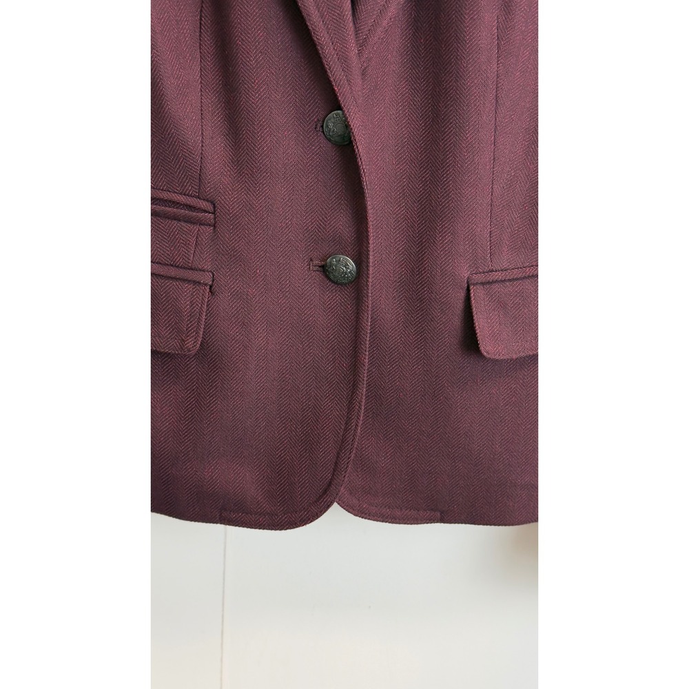 Banana Republic Burgundy Herringbone Blazer Petite 2P Two Button Crested Jacket - Picture 6 of 10